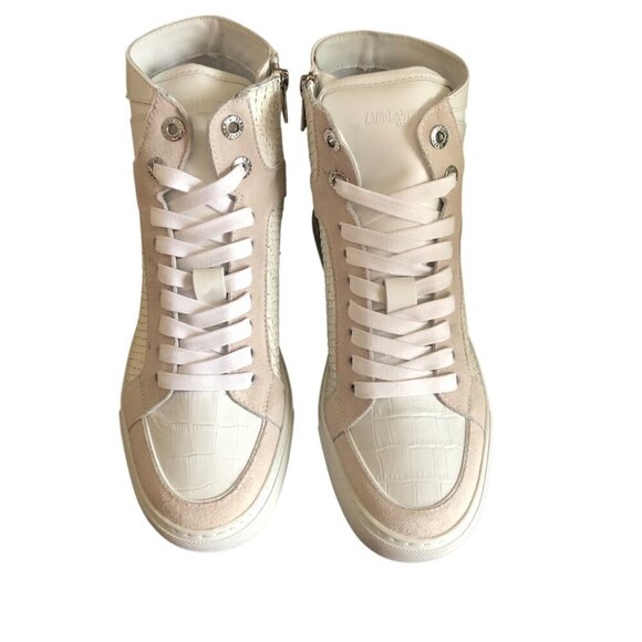 NIB Zadig & Voltaire High Flash Keith Leather Suede Sneaker Snake look Size 7